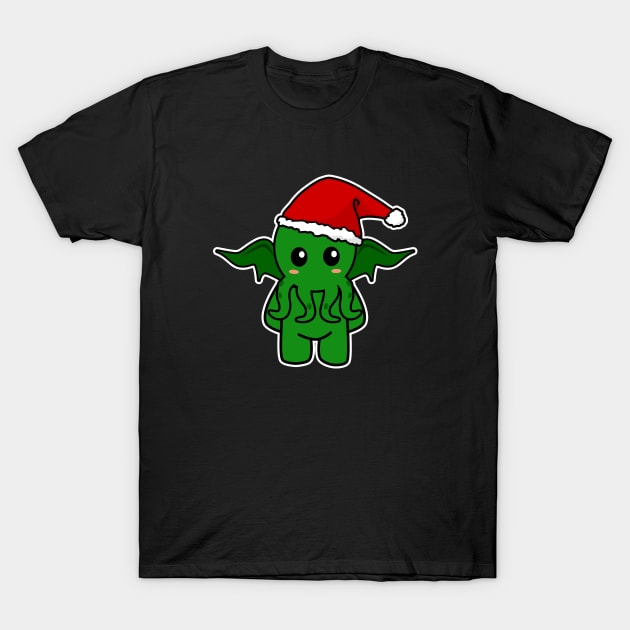 Cthulhu With A Christmas Hat T-Shirt by LunaMay